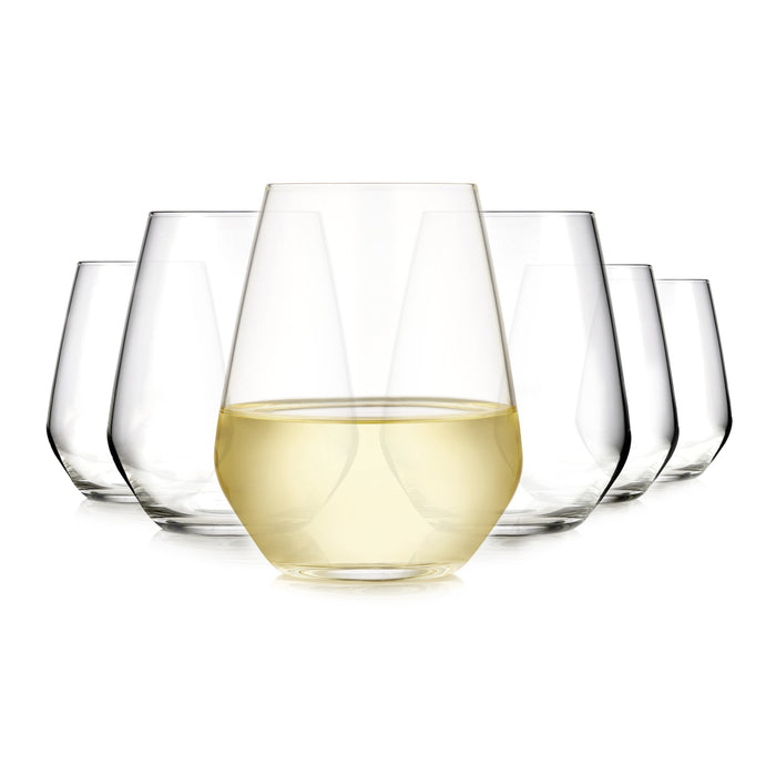 Signature Greenwich Stemless Wine Glasses Set of 6, Modern Wine Glasses for Red and White Wine, Ideal Kitchen Christmas Gifts for All Occasions
