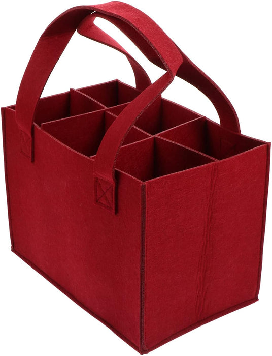 6 Bottle Wine Carrier with Divider Felt Wine Storage Tote Bag Portable Collapsible Wine Bag Red Wine Storage Box with Handle Travel Case for Party