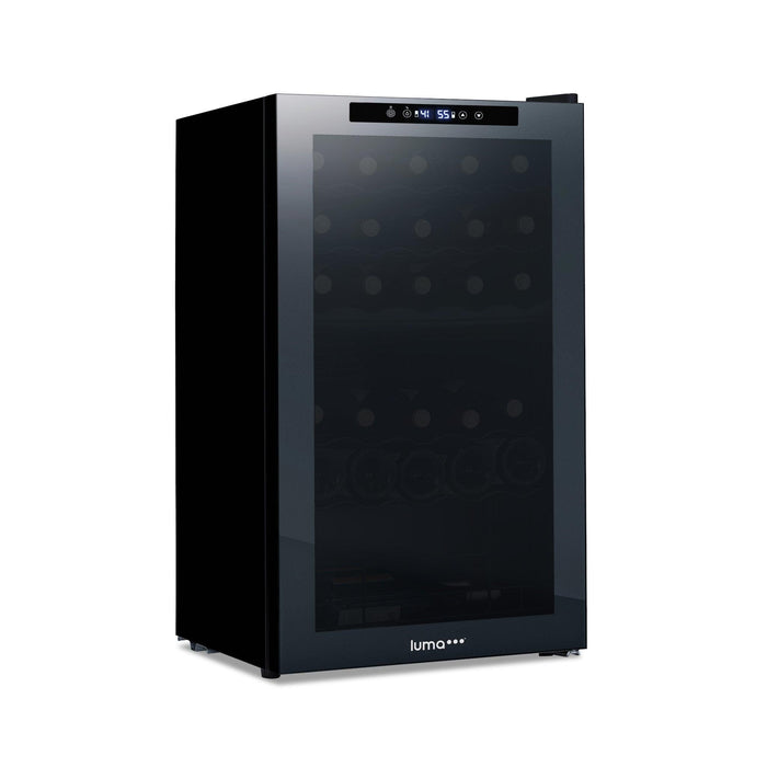 Newair Luma® Shadowᵀᴹ Series Wine Cooler Refrigerator 33 Bottle, Freestanding Mirrored Wine Fridge with Double-Layer Tempered Glass Door & Compressor Cooling for Reds, Whites, and Sparkling Wine, 41f-64f Digital Temperature Control