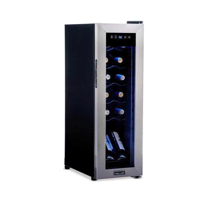 Newair 12 Bottle Compact Wine Cooler Refrigerator Freestanding Stainless Steel W/ Adjustable Racks