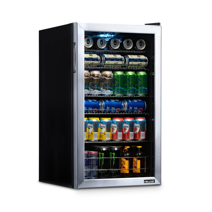 Newair 126 Can Freestanding Beverage Fridge in Stainless Steel with Adjustable Shelves