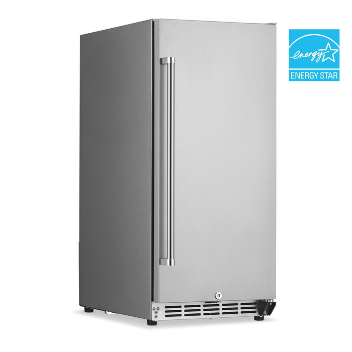 Newair 15” 3.2 Cu. Ft. Commercial Stainless Steel Built-in Beverage Refrigerator, Weatherproof and Outdoor Rated, ENERGY STAR, Fingerprint Resistant and Self-Closing Door, Adjustable Shelves, Recessed Kickplate, for Home Kitchen, Outdoor Patio and more.