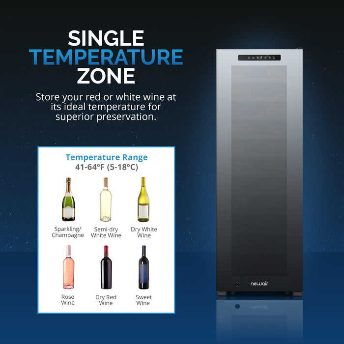 Newair Shadow Series Wine Cooler Refrigerator 62 Bottle, Freestanding Mirrored Wine Fridge with Double-Layer Tempered Glass Door & Compressor Cooling for Reds, Whites, and Sparkling Wine, 41f-64f Digital Temperature Control