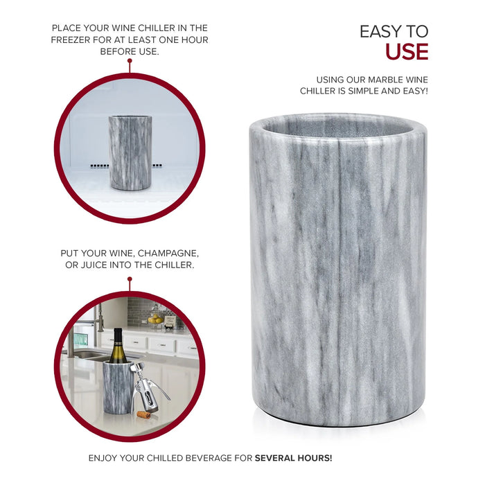 Wine Chiller, Grey Marble Wine Bottle Cooler