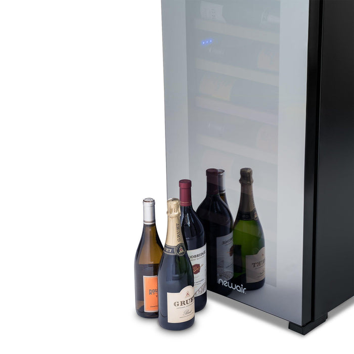 Newair Shadow Series Wine Cooler Refrigerator 62 Bottle, Freestanding Mirrored Wine Fridge with Double-Layer Tempered Glass Door & Compressor Cooling for Reds, Whites, and Sparkling Wine, 41f-64f Digital Temperature Control