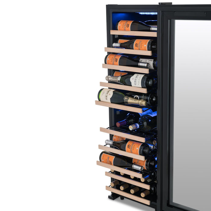 Newair Shadow Series Wine Cooler Refrigerator 62 Bottle, Freestanding Mirrored Wine Fridge with Double-Layer Tempered Glass Door & Compressor Cooling for Reds, Whites, and Sparkling Wine, 41f-64f Digital Temperature Control