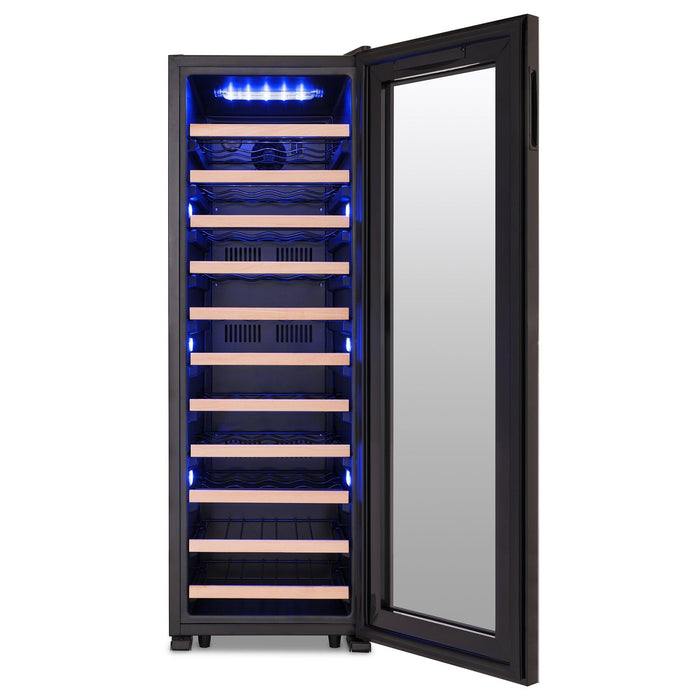 Newair Shadow Series Wine Cooler Refrigerator 62 Bottle, Freestanding Mirrored Wine Fridge with Double-Layer Tempered Glass Door & Compressor Cooling for Reds, Whites, and Sparkling Wine, 41f-64f Digital Temperature Control