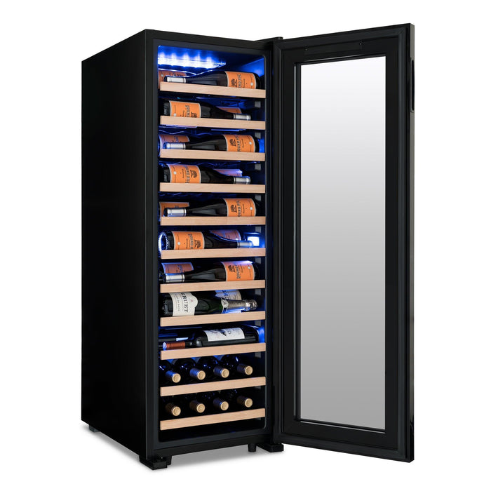 Newair Shadow Series Wine Cooler Refrigerator 62 Bottle, Freestanding Mirrored Wine Fridge with Double-Layer Tempered Glass Door & Compressor Cooling for Reds, Whites, and Sparkling Wine, 41f-64f Digital Temperature Control