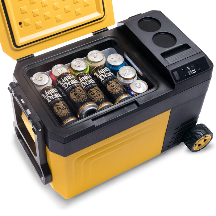 Newair 25 Qt. Jobsite Cooler Car Refrigerator Battery Powered 18/20V Dewalt®/Milwaukee®/Bosch®/Makita® Battery 12/24V Mini Fridge for Car, Camping, Semi Truck, RV, Hard Cooler Lunch Box for Men and Women