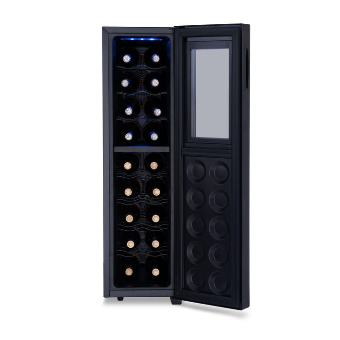 Newair® Shadow-Tᵀᴹ Series Wine Cooler Refrigerator 18 Bottle Dual Temperature Zones, Freestanding Mirrored Wine Fridge with Double-Layer Tempered Glass Door & Thermoelectric Cooling for Reds, Whites, and Sparkling Wine, 41f-64f Digital Temperature Control