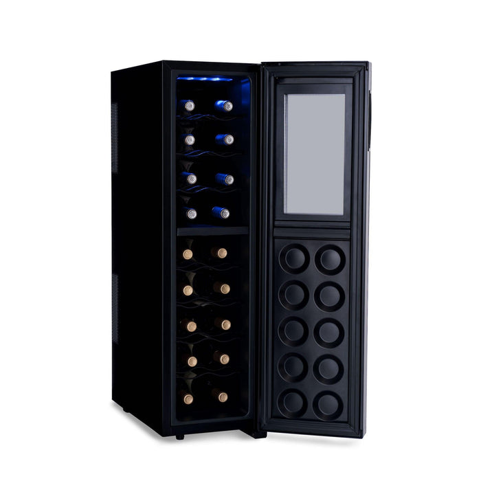 Newair® Shadow-Tᵀᴹ Series Wine Cooler Refrigerator 18 Bottle Dual Temperature Zones, Freestanding Mirrored Wine Fridge with Double-Layer Tempered Glass Door & Thermoelectric Cooling for Reds, Whites, and Sparkling Wine, 41f-64f Digital Temperature Control