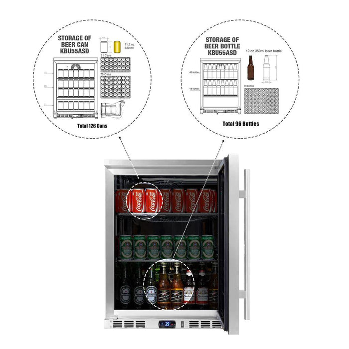 Kings Bottle - 24" Under Counter Beverage Cooler Fridge Stainless Steel .