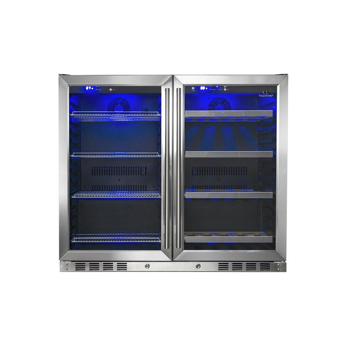 39 Inch Under Counter Wine And Beer Fridge Combo.