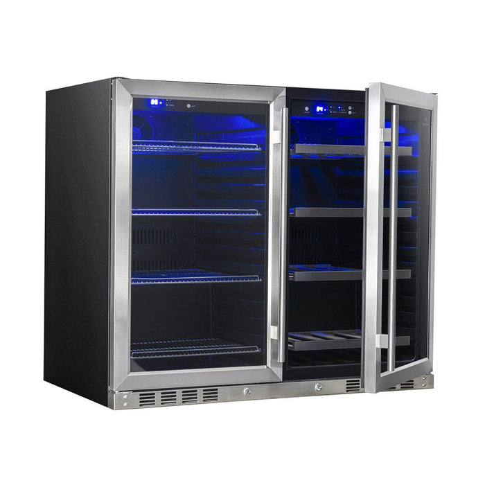 39 Inch Under Counter Wine And Beer Fridge Combo.