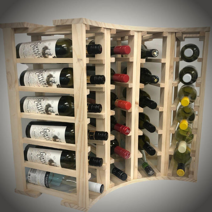 Kings Bottle 4 Column 24 Wine Bottle Display Curved Corner Rack .