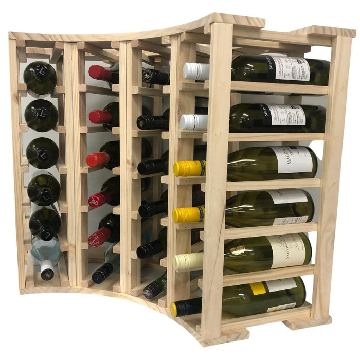 Kings Bottle 4 Column 24 Wine Bottle Display Curved Corner Rack .