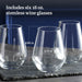 Signature Greenwich Stemless Wine Glasses Set of 6, Modern Wine Glasses for Red and White Wine, Ideal Kitchen Christmas Gifts for All Occasions