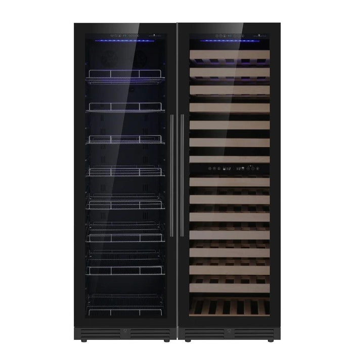 Kings Bottle 159 Bottle/630 Cans 24 Inch Wide Dual Zone Wine & Beverage Cooler Combo With Low-E Glass .