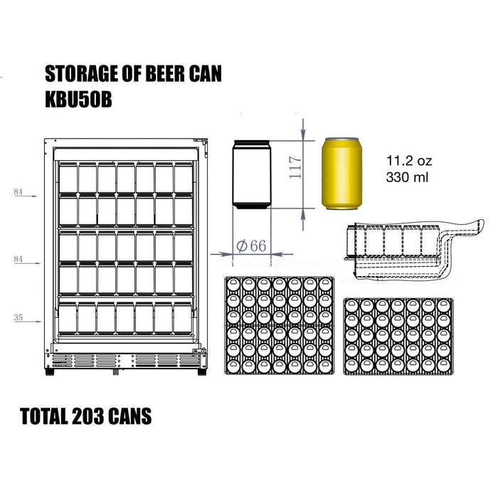 24 Inch Under Counter Beer Cooler Fridge Built In