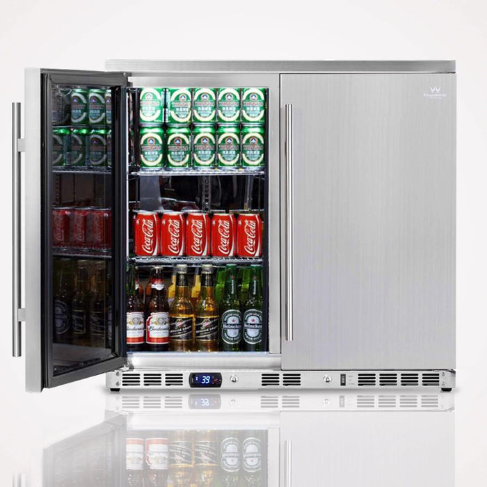 Kings Bottle - 36" Outdoor Patio Beverage Refrigerator Double Door.