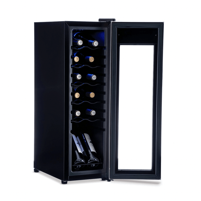 Newair 12 Bottle Compact Wine Cooler Refrigerator Freestanding Stainless Steel W/ Adjustable Racks