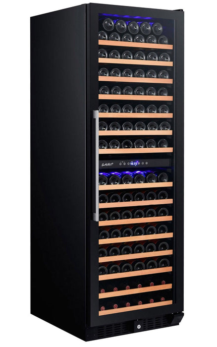 Smith and Hanks 166 Bottle Dual Zone Model RW428DRG Black Glass Wine Refrigerator RE100017