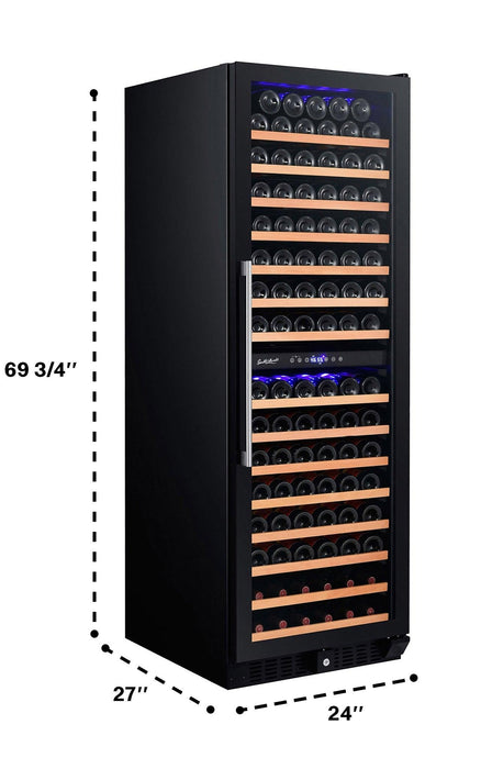 Smith and Hanks 166 Bottle Dual Zone Model RW428DRG Black Glass Wine Refrigerator RE100017