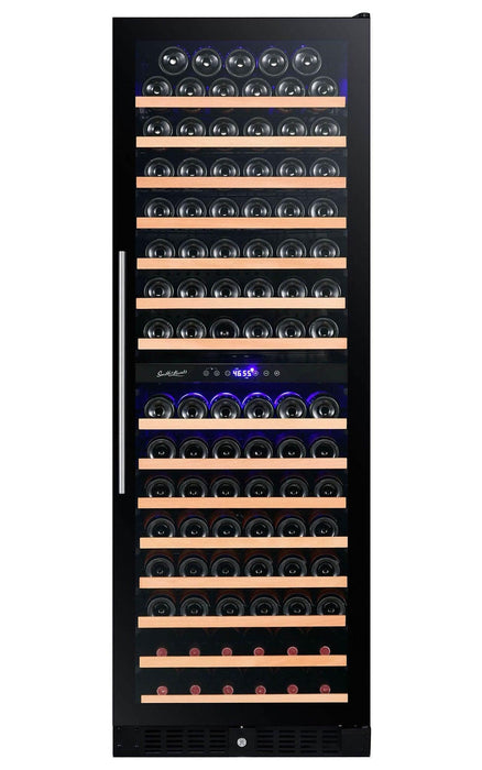 Smith and Hanks 166 Bottle Dual Zone Model RW428DRG Black Glass Wine Refrigerator RE100017