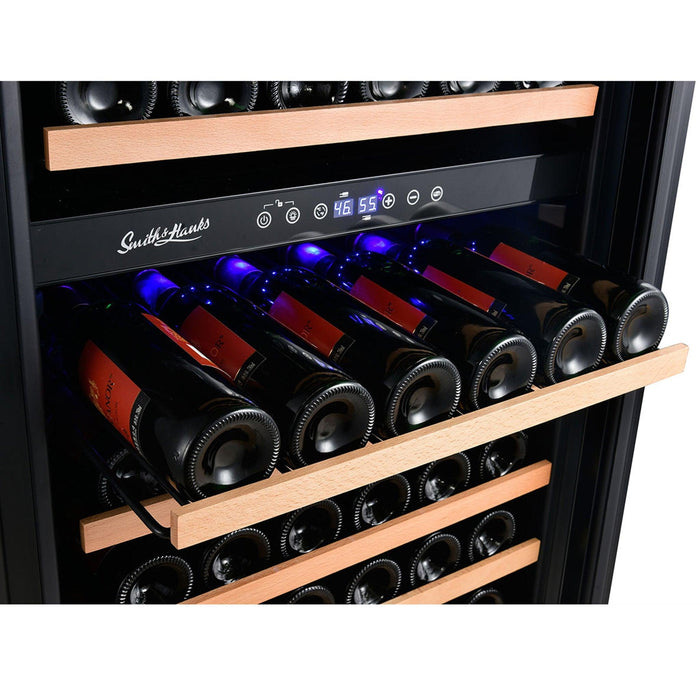 Smith and Hanks 166 Bottle Dual Zone Model RW428DRG Black Glass Wine Refrigerator RE100017