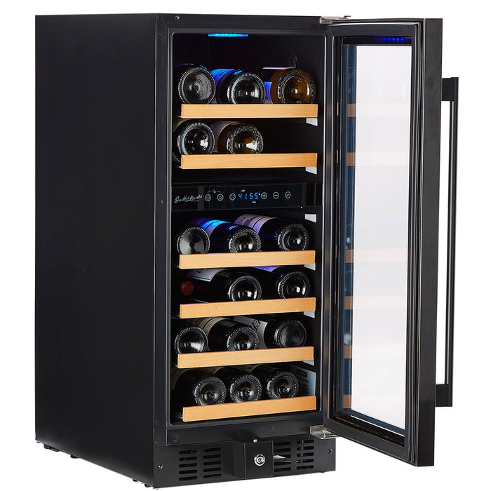 Smith and Hanks 32 Bottle Dual Zone Under Counter Model RW88DRBSS Black Stainless Wine Cooler RE55006