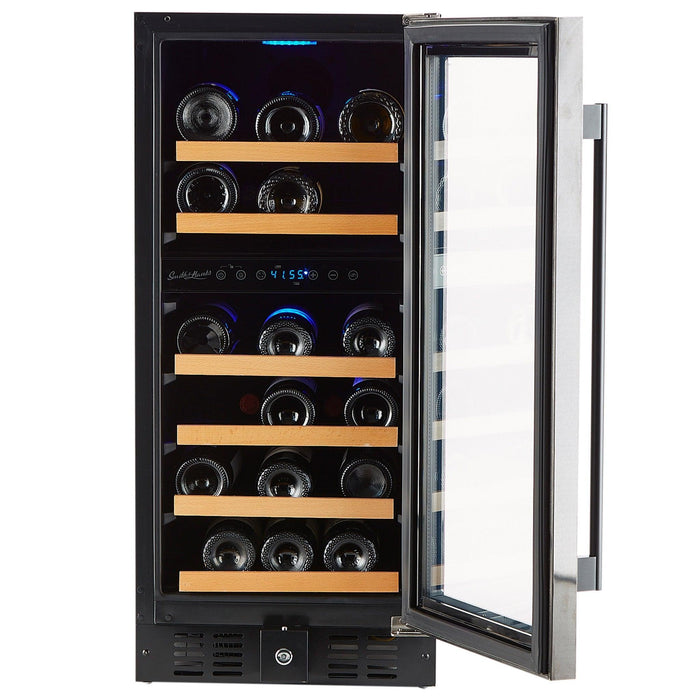 Smith and Hanks 32 Bottle Dual Zone Under Counter Model RW88DRBSS Black Stainless Wine Cooler RE55006