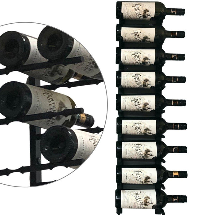 Kings Bottle - Wall Mounted Metal Rail Wine Racks | 2-Bottle Depth.