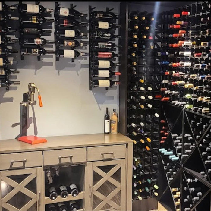 Kings Bottle - Wall Mounted Metal Rail Wine Racks | 2-Bottle Depth.