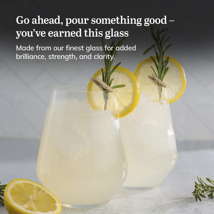 Signature Greenwich Stemless Wine Glasses Set of 6, Modern Wine Glasses for Red and White Wine, Ideal Kitchen Christmas Gifts for All Occasions