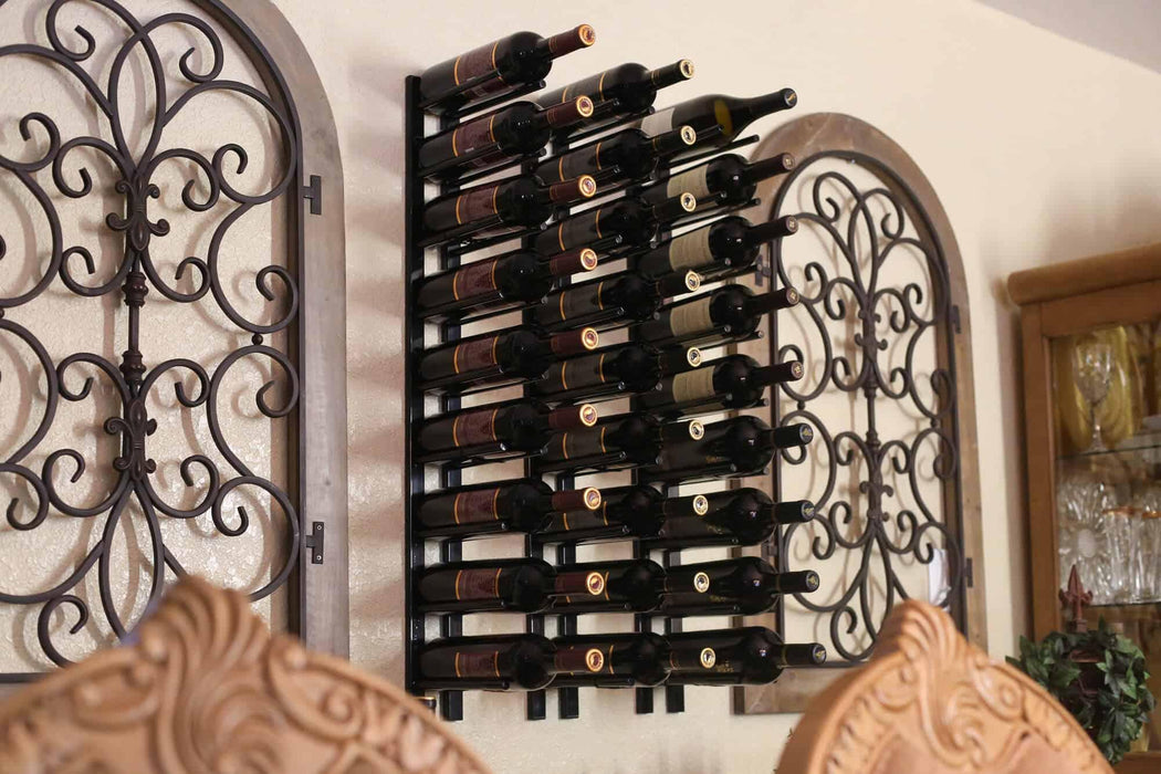 Ultra Wine Racks Straight Wall Rails - 2FT Metal Wine Racks (6 Bottles) PEG-2FT-BLK