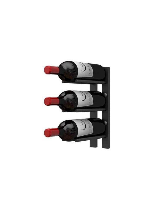 Ultra Wine Racks Straight Wall Rails - 1FT Metal Wine Racks (3 Bottles) PEG-1FT-BLK