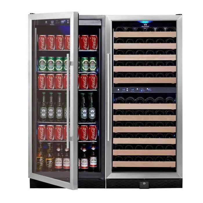 Kings Bottle - 56 Inch Height 3 Zone Wine And Beverage Cooler Fridge Combo .